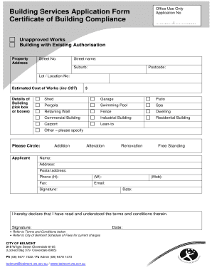 Certificate of Building Compliance Application