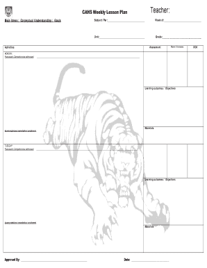Weekly Lesson Plan Template