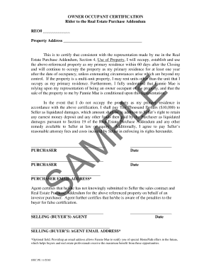 Owner Occupant Certification