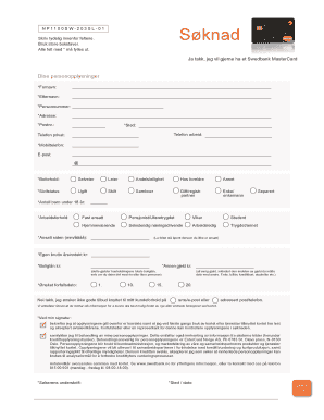 Swedbank MasterCard Application Form