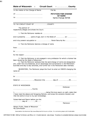 Wisconsin Circuit Court Name Change Petition