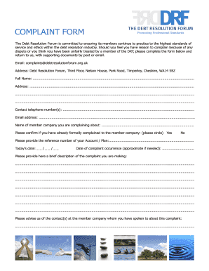 Debt Resolution Forum Complaint Form