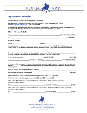 Agistment Service Agreement
