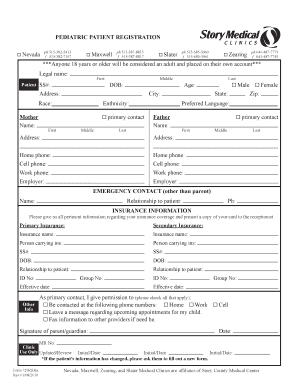 Pediatric Patient Registration Form