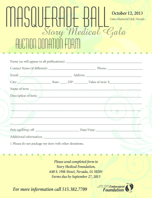 Gates Memorial Hall Nevada Stor edi Auction donation form - storymedical