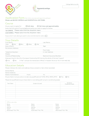 UK College Application Form