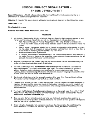 Thesis Development Worksheet