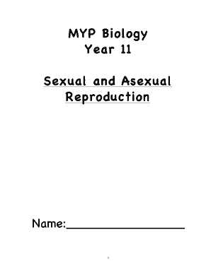 Biology Worksheet on Sexual and Asexual Reproduction