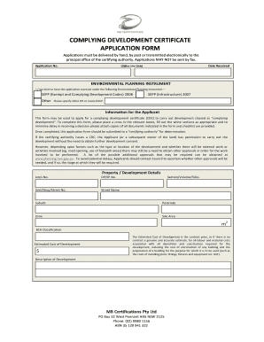 Complying Development Certificate Application Form