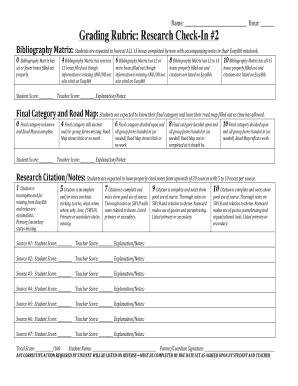 Research Check-In Grading Rubric