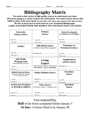 Bibliography Matrix Template