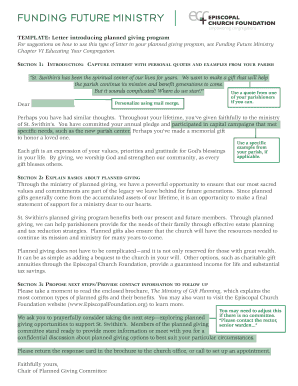 Planned Giving Introduction Letter Template