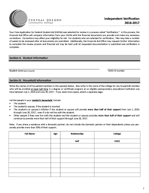FAFSA Verification Form