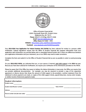 2015-2016 Child Support Verification Form