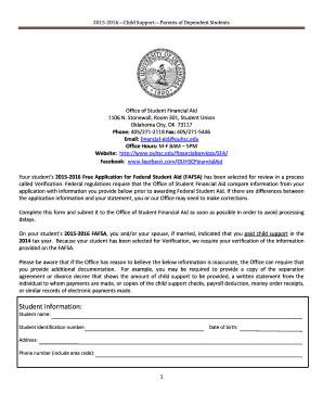 2015-2016 Child Support Verification Form