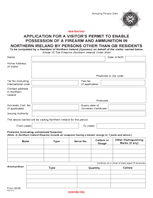 Visitor Firearm Permit Application