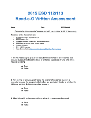 Washington School Bus Driver Assessment