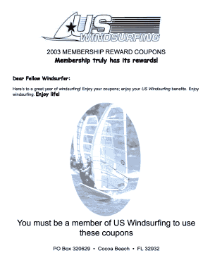 2003 US Windsurfing Membership Reward Coupons