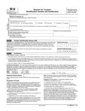 IRS Form W-9 Request for Taxpayer Identification Number