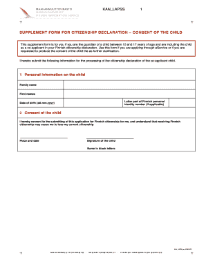 Finland Citizenship Declaration Child Consent Form