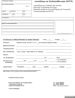 Anmeldung zur Radiojodtherapie