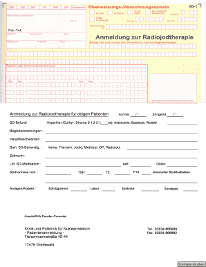 Anmeldung zur Radiojodtherapie