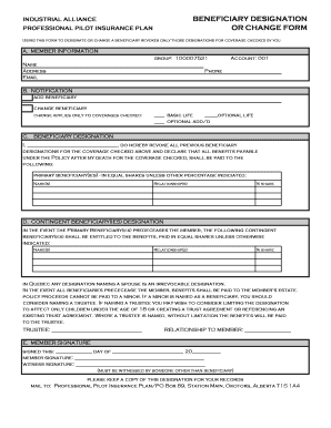 Industrial Alliance Beneficiary Designation Form
