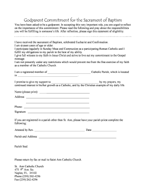 Godparent Commitment for Baptism