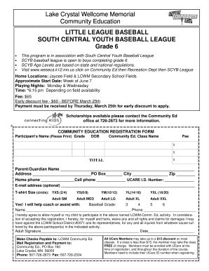 LITTLE LEAGUE BASEBALL SOUTH CENTRAL YOUTH BASEBALL LEAGUE - isd2071 k12 mn