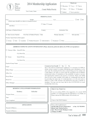 2014 Illinois State Medical Society Membership Application