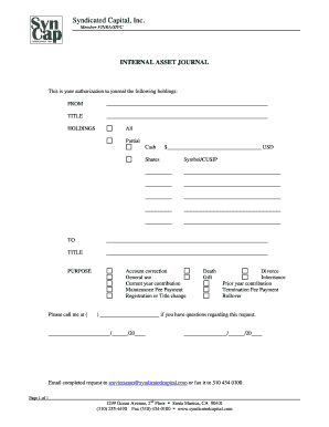 Internal Asset Journal Authorization