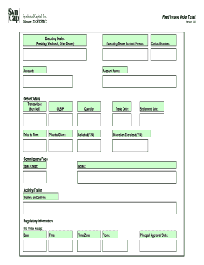 Fixed Income Order Ticket
