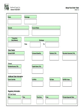 Mutual Fund Order Ticket