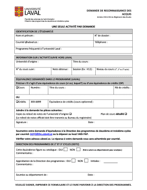Demande de reconnaissance des acquis