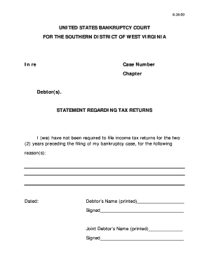 Bankruptcy Tax Return Statement