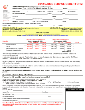 Cable Service Order Form