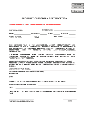Property Custodian Certification