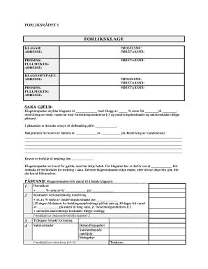Norwegian Debt Collection Claim Form