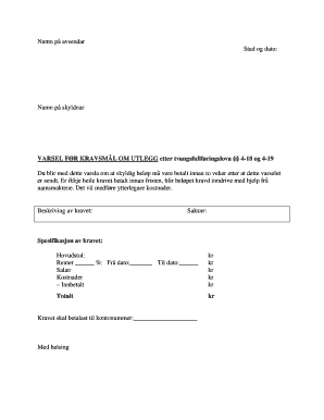 Norwegian Debt Collection Notice