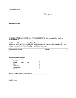 Norwegian Debt Collection Notice