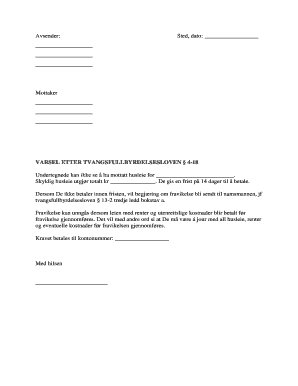 Norwegian Eviction Notice for Non-Payment of Rent