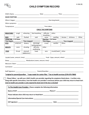 Child Symptom Record Form