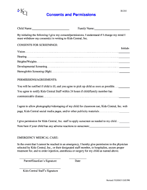 Child Consent and Permission Form