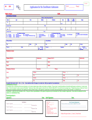 Head Start Re-Enrollment Application