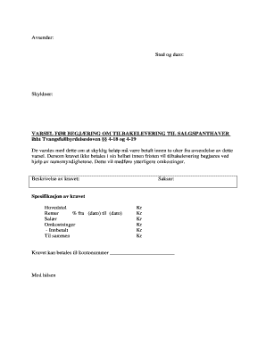Norwegian Demand for Payment Notice
