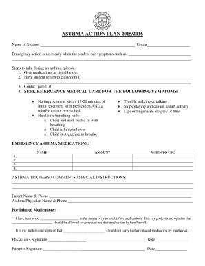 Asthma Action Plan 2015/2016