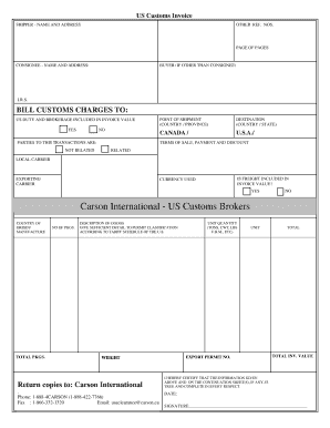 US Customs Invoice