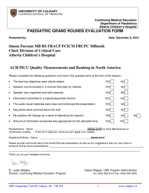 PAEDIATRIC GRAND ROUNDS EVALUATION FORM Simon