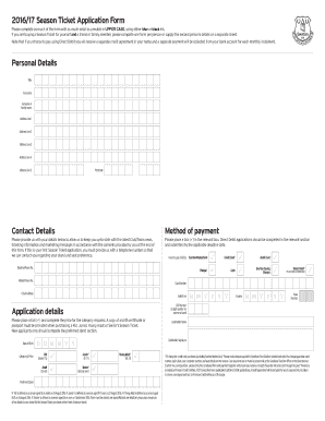 Everton Football Club Season Ticket Application Form