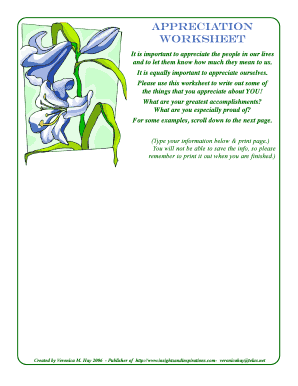 Appreciation Worksheet